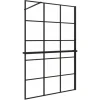 AICA 100x200cm 8mm NANO Glas Walk In Schwarz Duschwand mit Glasdekor Gitter mit Duschregal mit Stabilisator F130B