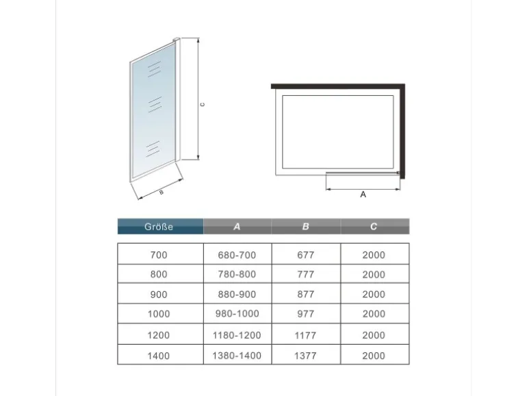 AICA 80x200cm Walk In Schwarz Aluminiumrahmen Duschwand mit Duschregal Handtuchhalter Duschabtrennung 8mm NANO Glass