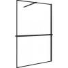 AICA 140x200cm Walk In Schwarz Aluminiumrahmen Duschwand mit Duschregal Handtuchhalter mit Stabilisator Duschabtrennung 8mm NANO Glass F084B