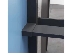 AICA 140x200cm Walk In Schwarz Aluminiumrahmen Duschwand mit Duschregal Handtuchhalter mit Stabilisator Duschabtrennung 8mm NANO Glass F084B