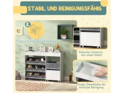 AIYAPLAY Kinderregal MDF Vliesstoff Weiß 105L x 30B x 80H cm