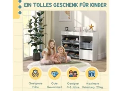 AIYAPLAY Kinderregal MDF Vliesstoff Weiß 105L x 30B x 80H cm