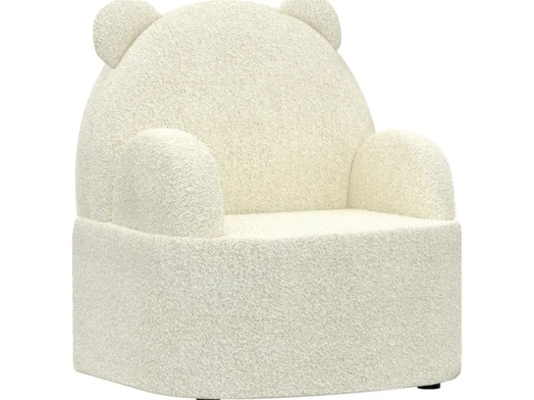AIYAPLAY Kindersessel mit Weichem Teddyfleece Bärenform Beige
