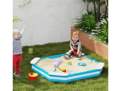 AIYAPLAY Sandkasten 133 x 108 cm Sandkiste aus Holz Sandbox mit Sitzbank
