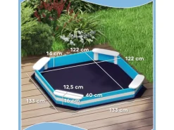 AIYAPLAY Sandkasten 133 x 108 cm Sandkiste aus Holz Sandbox mit Sitzbank