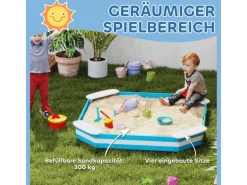 AIYAPLAY Sandkasten 133 x 108 cm Sandkiste aus Holz Sandbox mit Sitzbank