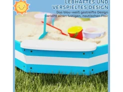 AIYAPLAY Sandkasten 133 x 108 cm Sandkiste aus Holz Sandbox mit Sitzbank
