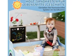 AIYAPLAY Sandkasten mit Abdeckung Imprägniert Kinder Sandbox mit Sitzbänken