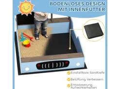 AIYAPLAY Sandkasten mit Abdeckung Imprägniert Kinder Sandbox mit Sitzbänken