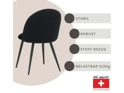 Albatros Esszimmerstuhl CAPO Samt 4er Set Schwarz