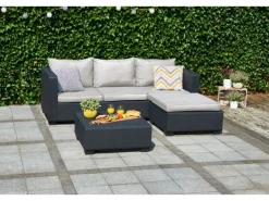 Allibert Salta 3-Sitzer Loungeset 3-teilig mit Hocker und Tisch