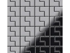 ALLOY Mosaik Fliese Massiv Metall Edelstahl Hochglänzend Grau 1,6mm Stark Kink-s-s-m 1 Paket mit 10 Matten 0,93 m2 Grau