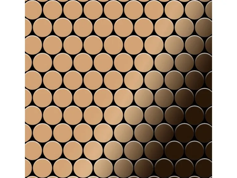 ALLOY Mosaik Fliese Massiv Metall Titan Hochglänzend Kupfer 1,6mm Stark Dome-ti-am 1 Paket mit 10 Matten 0,73 m2 Kupfer