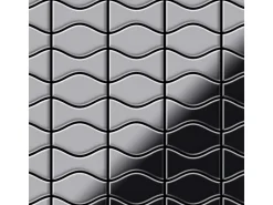 ALLOY Mosaik Fliese Massiv Metall Edelstahl Marine Hochglanz Kismet & Karma-s-s-mm 1 Paket mit 10 Matten 0,86 m2 Grau