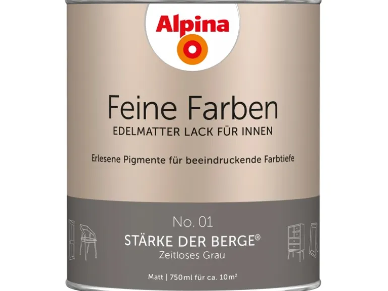 Alpina Feine Farben Lack No. 01 Stärke der Berge® Grau edelmatt 750 ml