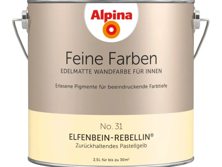 Alpina Feine Farben No. 31 Elfenbein-Rebellin® Pastellgelb edelmatt 2,5 l