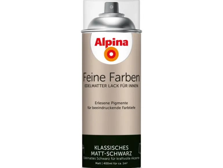 Alpina Feine Farben Sprühlack Klassisches Matt-Schwarz edelmatt 400 ml