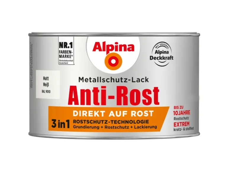 Alpina Metallschutz-Lack Anti-Rost Weiß matt 300 ml
