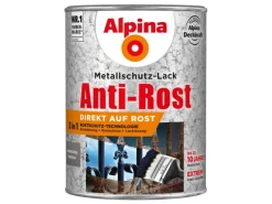 Alpina Metallschutz-Lack Anti-Rost Dunkelgrau Hammerschlag 2,5 Liter