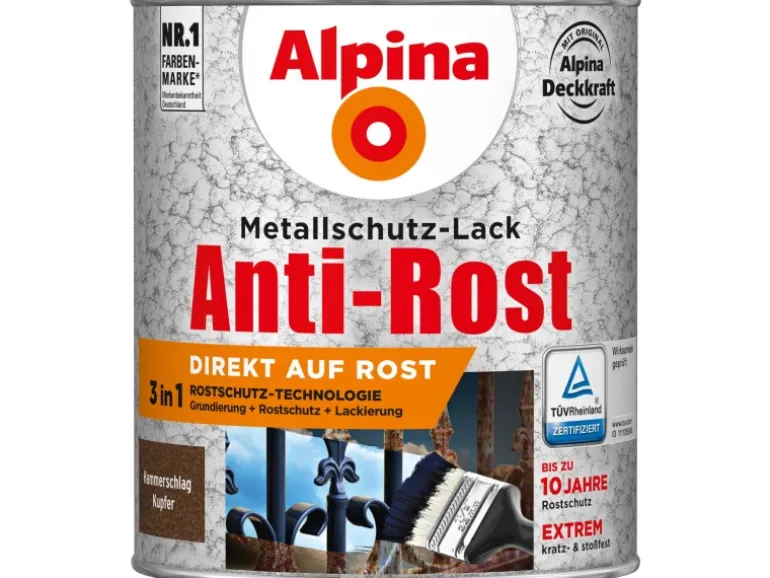 Alpina Metallschutz-Lack Anti-Rost Kupfer Hammerschlag 750 ml