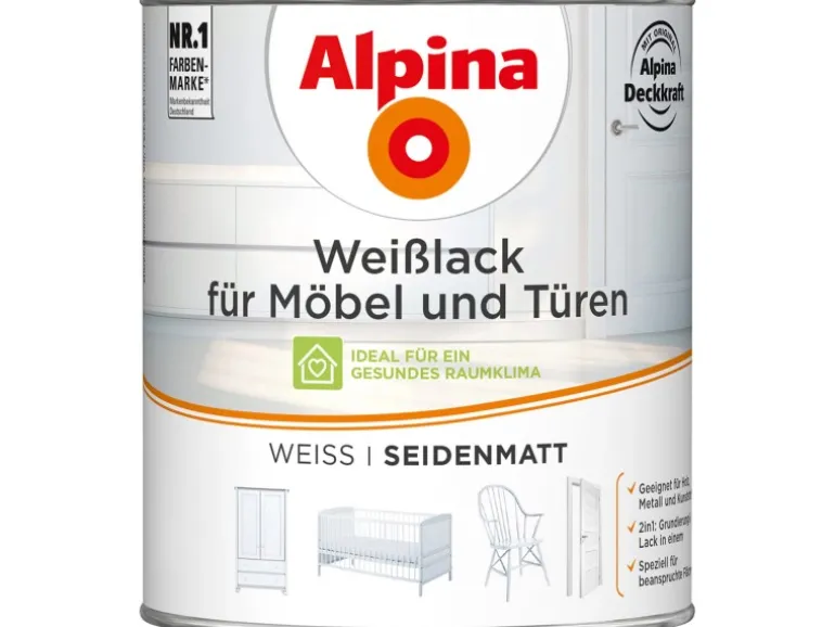 Alpina Weißlack für Möbel & Türen seidenmatt 750 ml