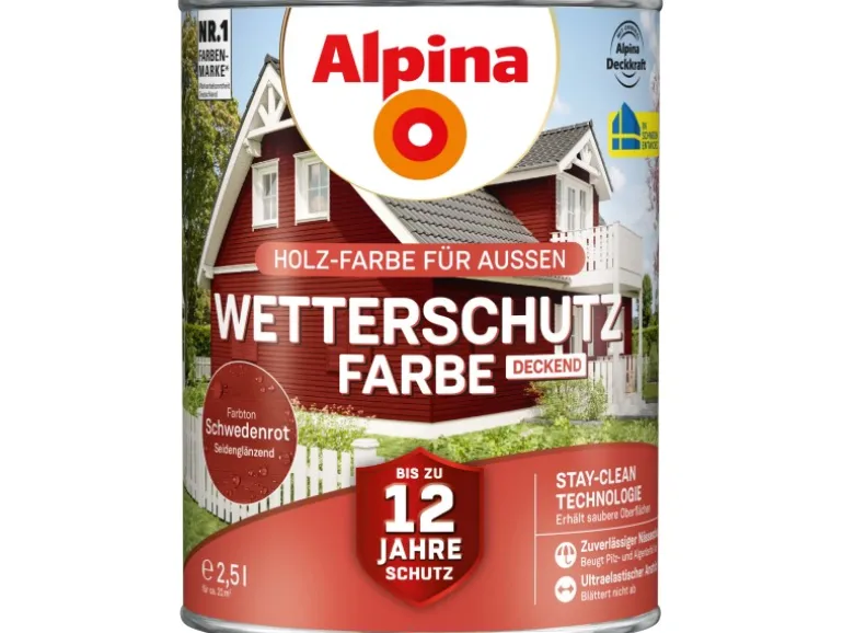Alpina Wetterschutzfarbe Schwedenrot 2,5 l