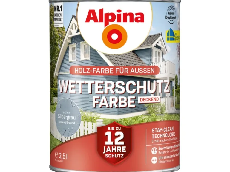 Alpina Wetterschutzfarbe Silbergrau 2,5 l