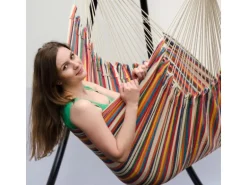 AMANKA Hängesessel bis 150 kg Belastbar 185 x 130 cm Bunte Streifen