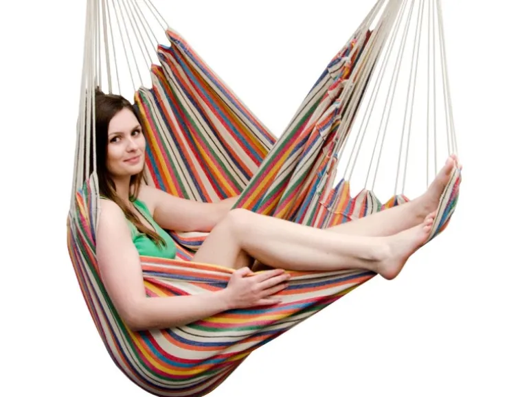 AMANKA Hängesessel bis 150 kg Belastbar 185 x 130 cm Bunte Streifen