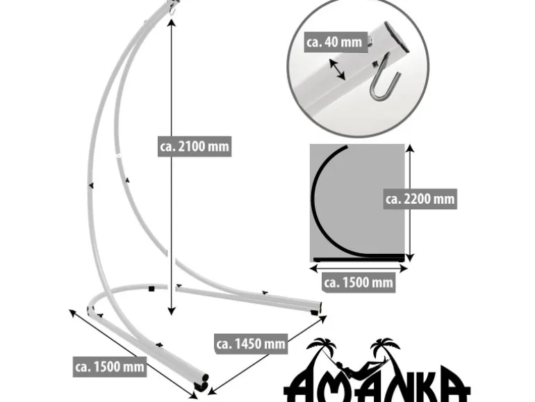 AMANKA Hängestuhlgestell bis 150 kg Belastbar - 210 cm Hoch Hellgrau