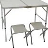 AMANKA Klappbarer Campingtisch 90 x 60 x 70 cm inkl. 2 Aluminium Hocker Hellgrau