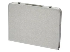 AMANKA Klappbarer Campingtisch 90 x 60 x 70 cm inkl. 2 Aluminium Hocker Hellgrau