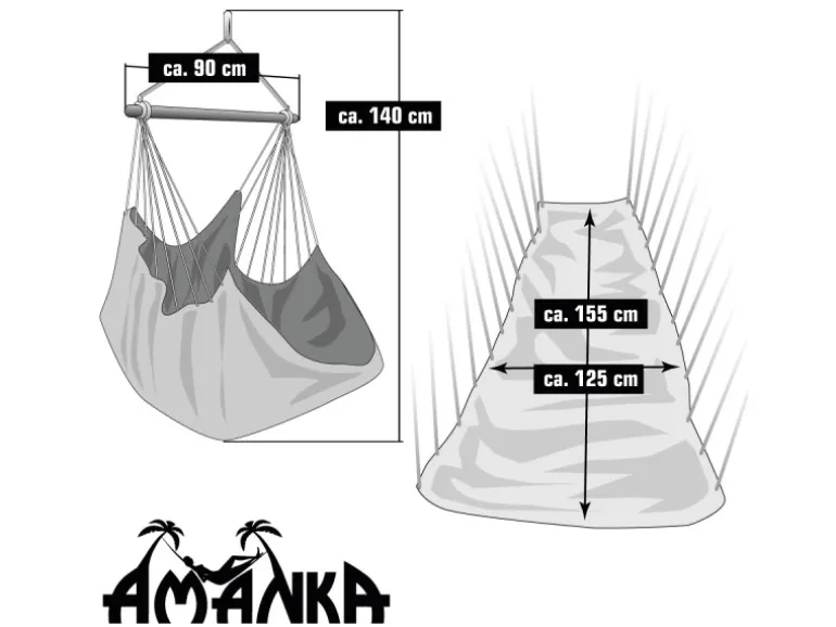 AMANKA XL-Hängesessel bis 100 kg Belastbar 155 x 125 cm Beige