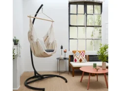 AMANKA XL-Hängesessel inkl. Gestell bis 100 kg 155 x 125 cm Beige