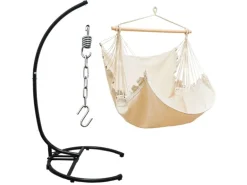 AMANKA XL-Hängesessel inkl. Gestell bis 100 kg 155 x 125 cm Beige