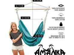 AMANKA XXL-Hängesessel bis 150 kg Belastbar 185 x 130 cm Türkis