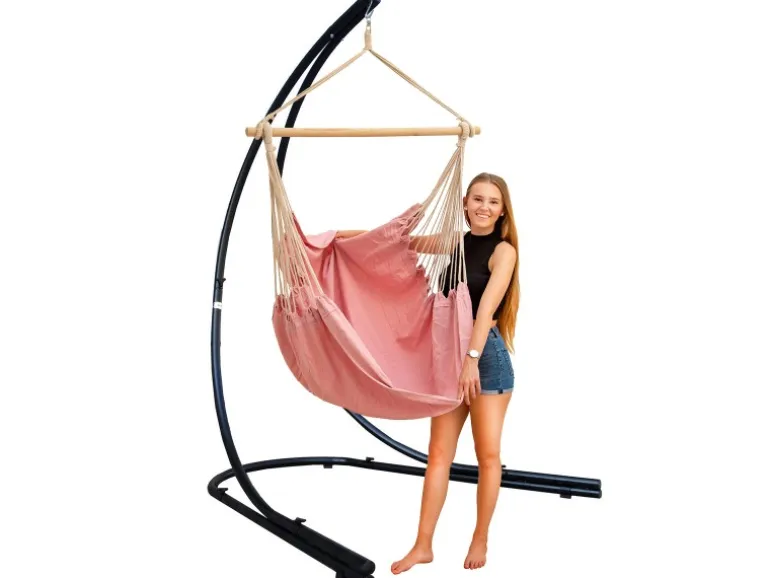 AMANKA XXL-Hängesessel Rosafarben mit Gestell 140 x 160 x 210 cm