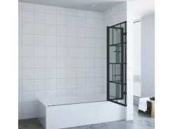 Aquabatos Badewannenaufsatz 3 tlg. Duschwand 150 x 140 cm Badewannenfaltwand Faltwand Glaswand für Badewanne mit Festteil Duschtrennwand Glas Dusche