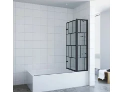 Aquabatos Badewannenaufsatz 3 tlg. Duschwand 150 x 140 cm Badewannenfaltwand Faltwand Glaswand für Badewanne mit Festteil Duschtrennwand Glas Dusche