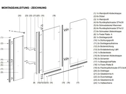 Aquabatos Badewannenfaltwand 150 x 140 cm 3tlg. Badewannenaufsatz Dusche Duschabtrennung Duschwand für Badewanne 5mm ESG Echtglas