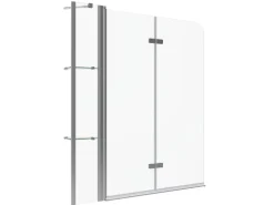 Aquabatos Badewannenfaltwand 130 x 140 cm 3tlg. Badewannenaufsatz Dusche Duschabtrennung Duschwand für Badewanne 5mm ESG Echtglas