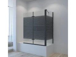 Aquabatos Duschwand für Badewanne Faltwand 120 x 70 x 140 cm Badewannenaufsatz Eck Duschtrennwand für Badewanne Badewannenfaltwand mit Seitenwand
