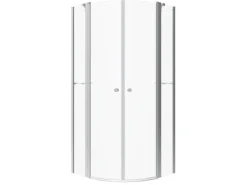 Aquabatos Runddusche 90 x 90 x 195 cm Duschkabine Duschwand Viertelkreis Duschabtrennung mit Eckregale Pendeltür 6 mm NANO ESG Sicherheitsgals
