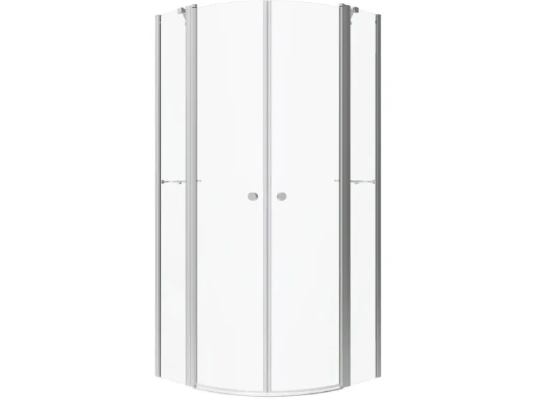 Aquabatos Runddusche 90 x 90 x 195 cm Duschkabine Duschwand Viertelkreis Duschabtrennung mit Eckregale Pendeltür 6 mm NANO ESG Sicherheitsgals
