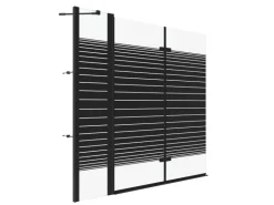 Aquabatos 3tlg. Badewannenaufsätze 150 x 140 cm Badewannenfaltwand Duschabtrennung Duschwand für Badewanne Schwarz Matt 5 mm Sicherheitsglas Glaswand