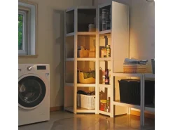 Ar Shelving Eckregal Rivet D-Carbon Style 150 x 70 x 40 cm Grauweiß FSC®