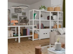 Ar Shelving Eckregal Rivet D-Carbon Style 150 x 70 x 40 cm Grauweiß FSC®