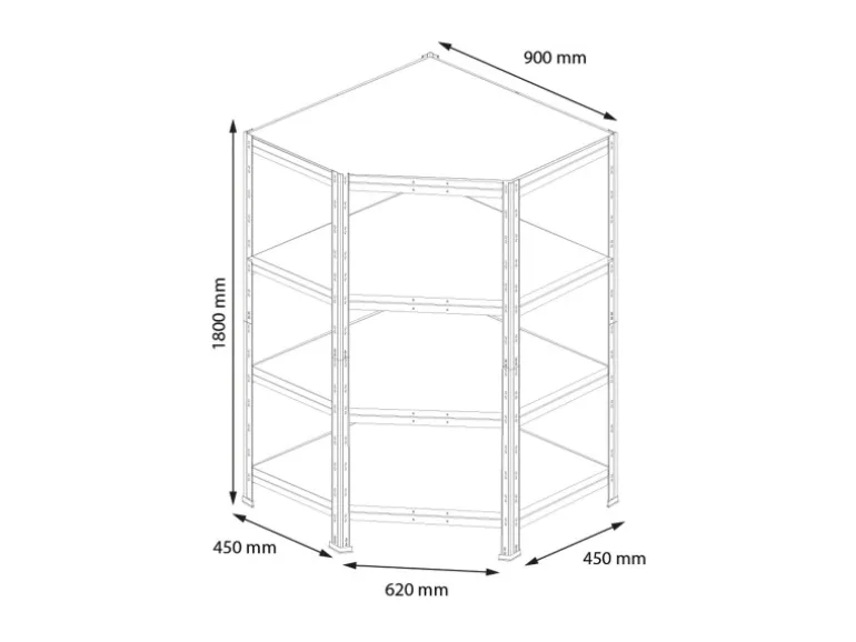 Ar Shelving Rivet Eck-Schwerlastregal 180 x 90 x 45 cm 4 Böden Anthrazit FSC®