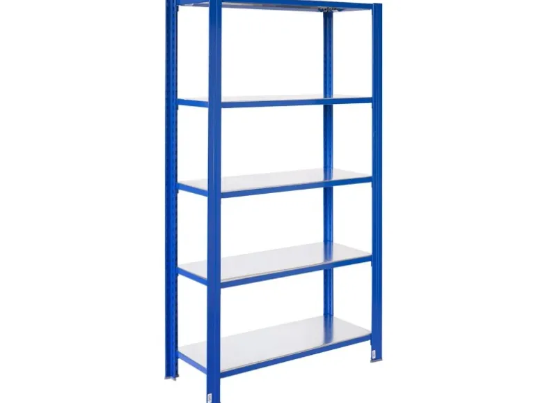Ar Shelving T Profile Steckregal Blau & Verzinkt 200 x 80 x 30 cm 5 Böden 180 kg