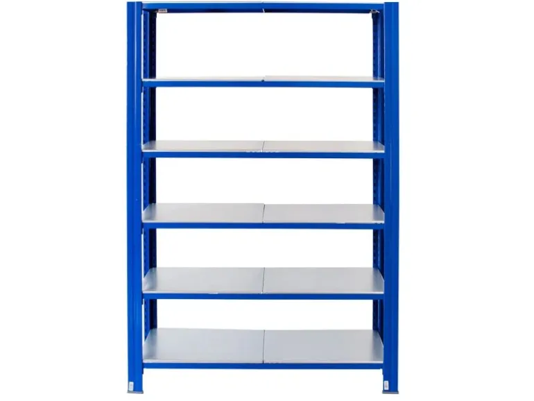 Ar Shelving T Profile Steckregal Blau & Verzinkt 250x120x50 cm 6 Böden 180 kg